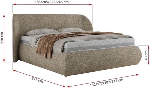 Polsterbett mit Lattenrost, Doppelbett Bettkasten, Bettgestell mit Gasdruckfeder Pocket Matratze - CAELA CLASSIC - 160 x 200 cm - Dunkelbeige Struktur - VIRE LUX Bild 4