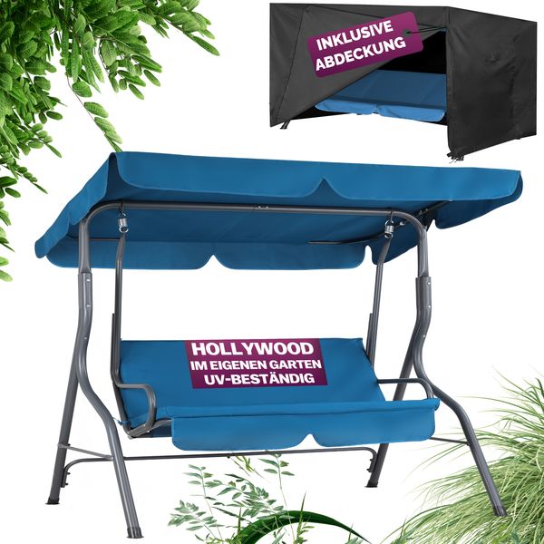 Hollywoodschaukel Blau mit Abdeckung
