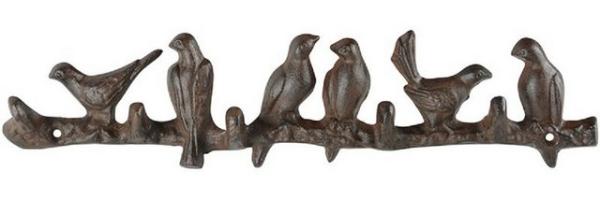 Wandhaken Garderobe mit Vögeln aus Gusseisen mit 5 Haken Bild 2