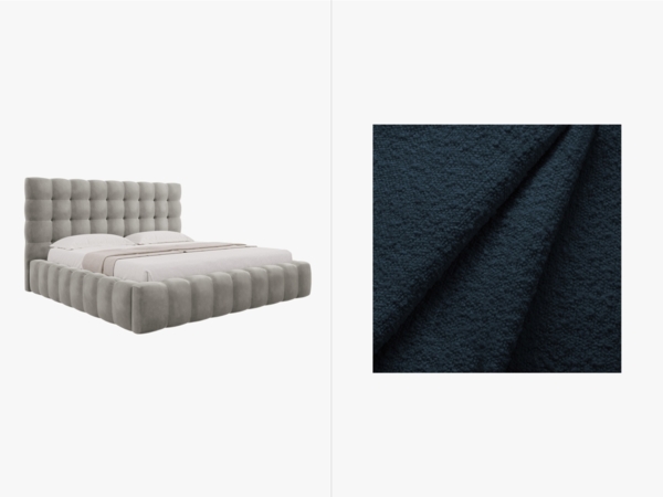 Micadoni Stauraumbett mit Kopfteil Mamaia Boucle Baloo Dunkelblau 180x200