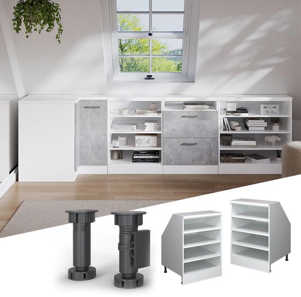 Dachschrägenschrank Rion Weiß 60 x 81.8 cm mit 4 Fächern, Schrankkorpus 60 cm Tiefe Vicco Bild 4