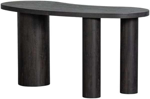 Schreibtisch Maan aus MDF-Holz, modern organisches Design, dunkelbraun, lackierte Oberfläche