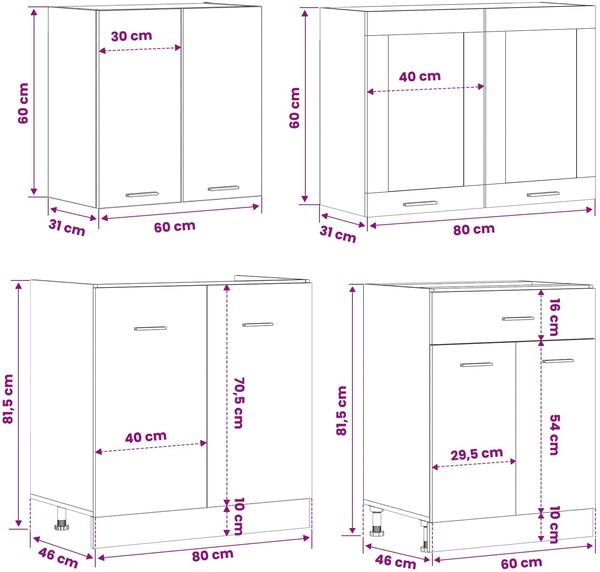 vidaXL Kücheneinheit LYON 4 pcs Schwarze Eiche Holzwerkstoff 3445848 Bild 8