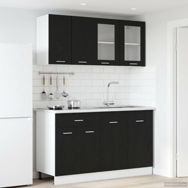 vidaXL Kücheneinheit LYON 4 pcs Schwarze Eiche Holzwerkstoff 3445848