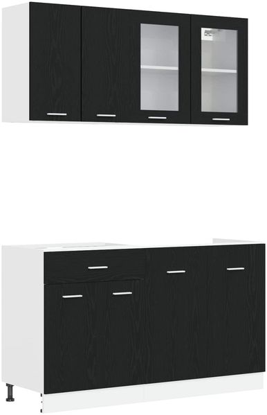 vidaXL Kücheneinheit LYON 4 pcs Schwarze Eiche Holzwerkstoff 3445848 Bild 2