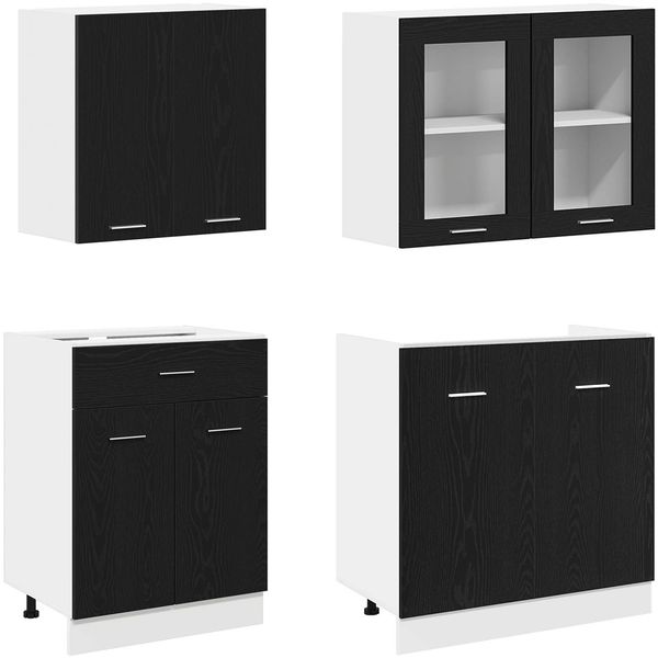 vidaXL Kücheneinheit LYON 4 pcs Schwarze Eiche Holzwerkstoff 3445848 Bild 4