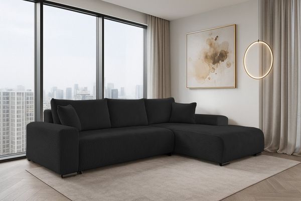 storez24 Ecksofa Soffe, mit Bettkasten und Schlaffunktion, Cordstoff, L-Form, bequem