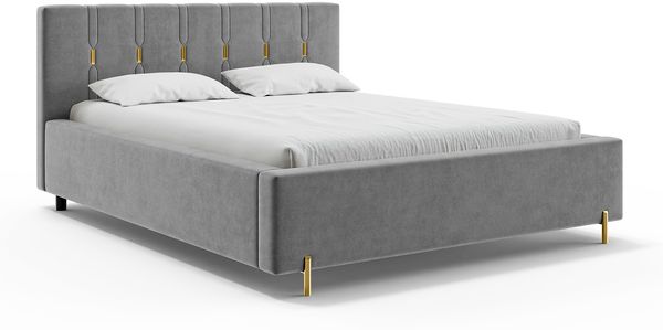 MEBLINI Polsterbett 180x200 mit Lattenrost mit Matratze – FABIO – Grau Samt – Doppelbett mit Bettkasten - Stauraumbett - Kopfteil Bett mit Stauraum Bild 2