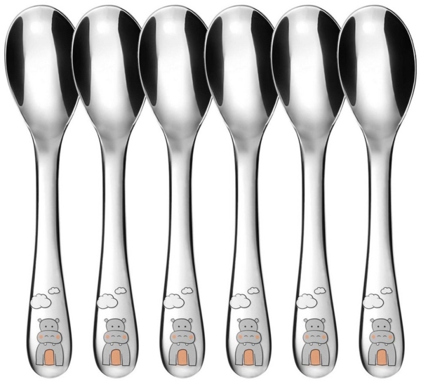 Kleine Kinderlöffel, 6-teilig, Edelstahl, Flusspferd