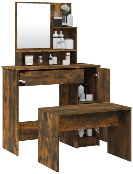 Schminktisch-Set, Kosmetiktisch Räuchereiche 86,5 x 35 x 136 cm Bild 4
