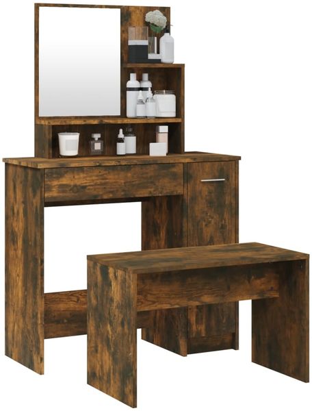 Schminktisch-Set, Kosmetiktisch Räuchereiche 86,5 x 35 x 136 cm Bild 3