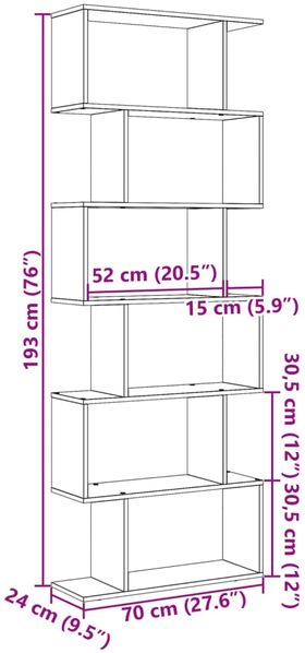 vidaXL Raumteiler-Bücherregal 6 Etagen Sonoma-Eiche 70x24x193 cm 858086 Bild 11