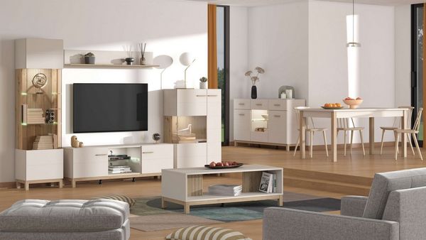 Home affaire Couchtisch Essex, Wohnzimmertisch, Sofatisch, Beistelltisch, Kaffeetisch, Artisan Eiche & schwarze Streifen, MDF-Profil, ABS 1mm, modern