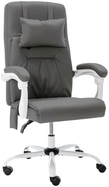 Massage-Bürostuhl, Drehstuhl, Schreibtischstuhl Grau Kunstleder