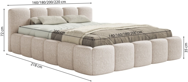 Selsey 'Cloudy Low' Polsterbett 140x200 cm, wasserabweisende Chenille, Hellgrau Bild 5