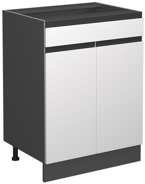 Küchenunterschrank R-Line Weiß 60 cm J-Shape, mit Schublade, ohne Arbeitsplatte Vicco