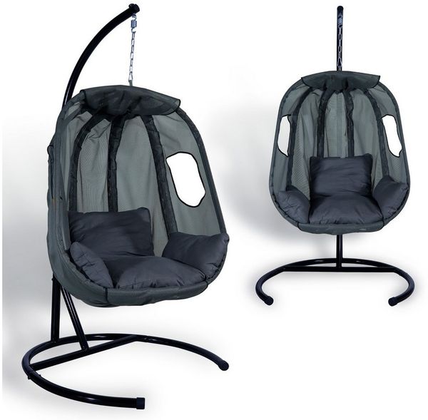 CCLIFE Hängesessel Hängesessel mit Gestell Kissen Hängeschaukel Indoor Outdoor,120 kg
