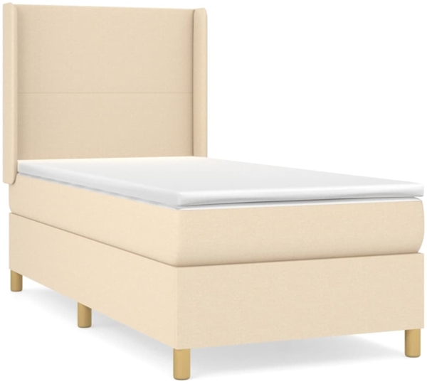 vidaXL Boxspringbett mit Matratze Stoff Creme 80x200 cm, Härtegrad: H2 [3131790]