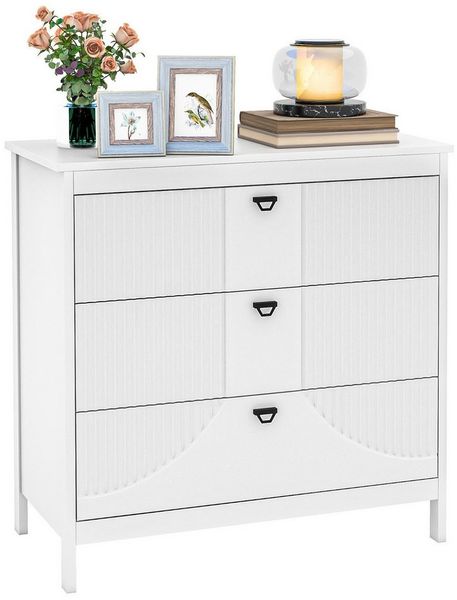 COSTWAY Kommode, mit 3 Schubladen, Sideboard Weiß aus Holz modern