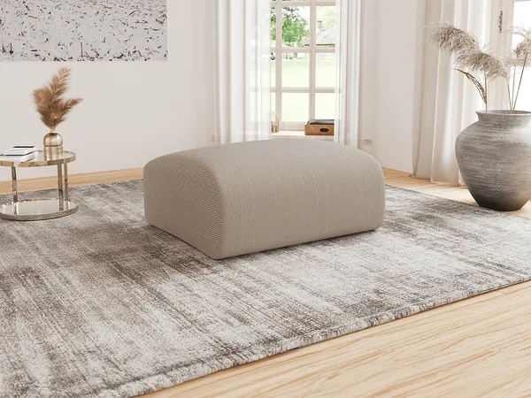 Vente-unique - POGNI Pouf SamtStoff Beige - B 75 cm x H 45 cm x L 75 cm