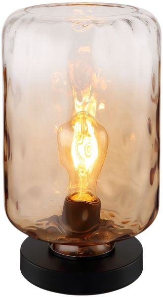 Tischleuchte, schwarz, Glas amber-klar, H 32,5 cm