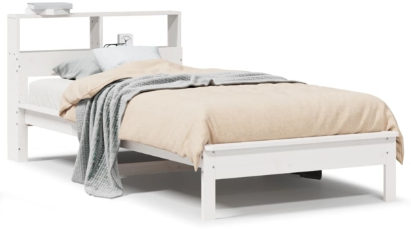 vidaXL Massivholzbett mit Regal ohne Matratze Weiß 90x200 cm Kiefer 855721