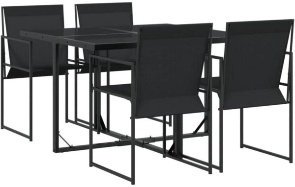 Garten Essgruppe 5-TLG. Set Tisch 4 Stühle Schwarz Textilene Bild 1