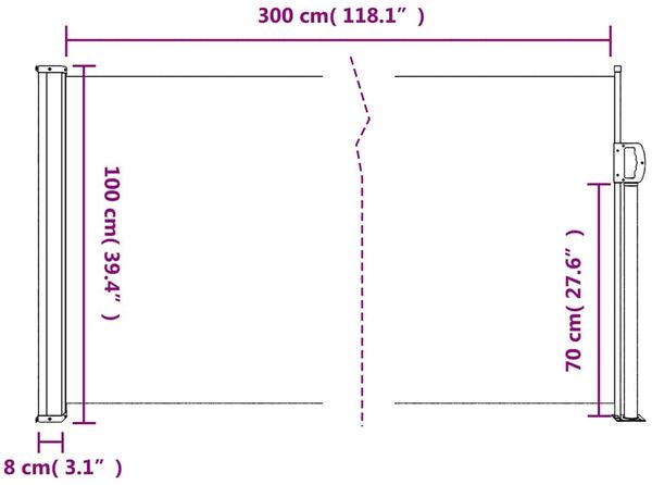 vidaXL Ausziehbare Seitenmarkise Anthrazit 100x300 cm 4004278 Bild 11