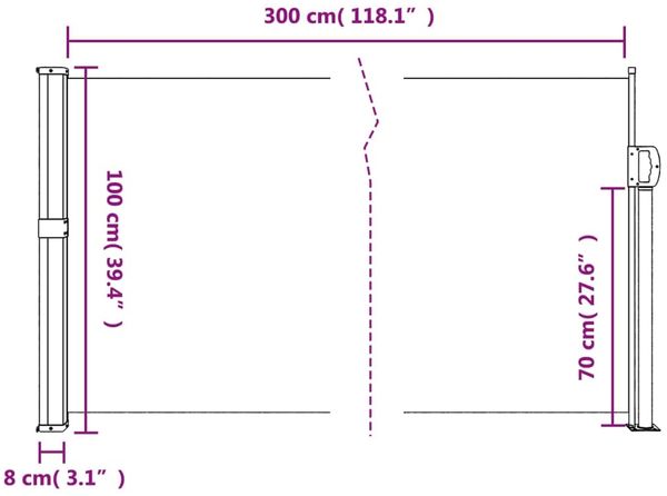 vidaXL Ausziehbare Seitenmarkise Anthrazit 100x300 cm 4004278 Bild 10