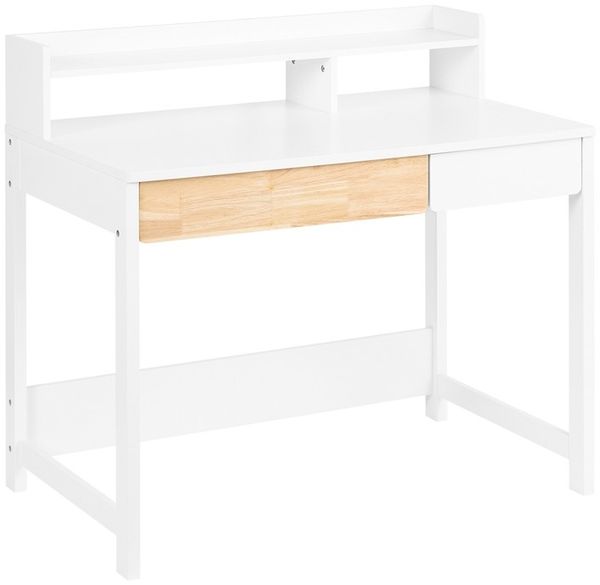 SoBuy FWT106-W Schreibtisch, MDF, Lackiert, Weiß, 100 x 95 x 59 cm