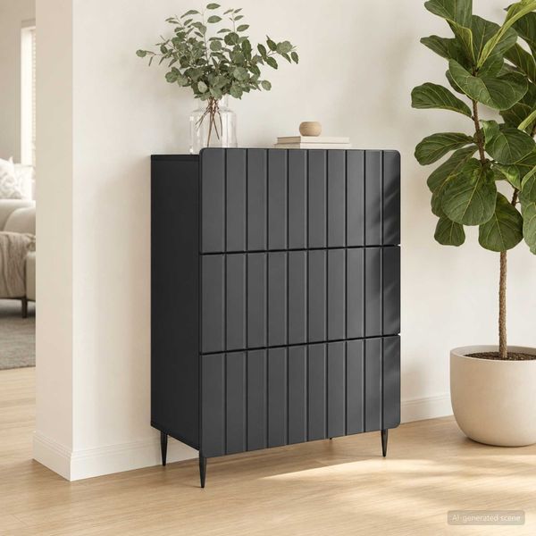 vidaXL Schubladenschrank Schwarz 66 x 34,5 x 92 cm Holzwerkstoff 894376