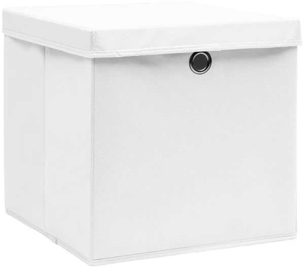 Aufbewahrungsboxen, faltbarer Korb mit Deckeln 10 Stk. 28x28x28 cm Weiß