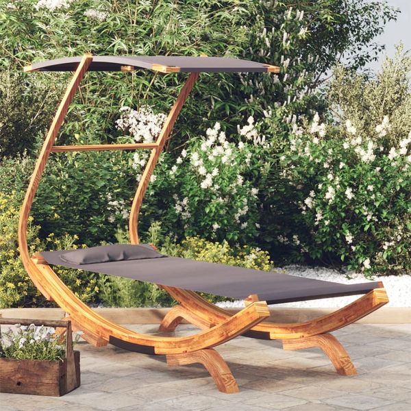 vidaXL Sonnenliege mit Dach 100x190x134 cm Bugholz Massiv Anthrazit 313944