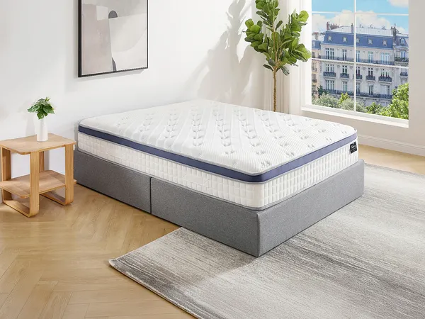 Vente-unique - MALAO Matratze Stoff Weiß - B 180 cm x H 25 cm x L 200 cm