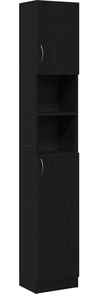 vidaXL Badschrank Schwarz Eichen-Optik 32x25,5x190 cm Holzwerkstoff 862015