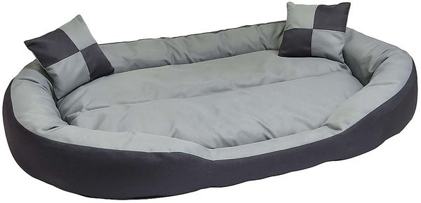 Hossis Wholesale Hundebett Grau Größe L 110x80x20cm | Kuscheliges Hundesofa mit Wendekissen & Zierkissen | Waschbar & pflegeleicht | Weiches Hundekörbchen für große Hunde | Geruchsfrei