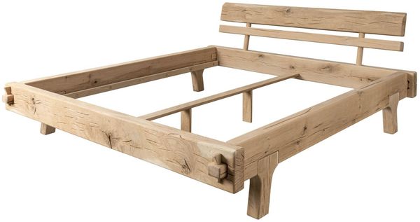 Balkenbett Eiche 200x200 natur geölt OAK HEART #04