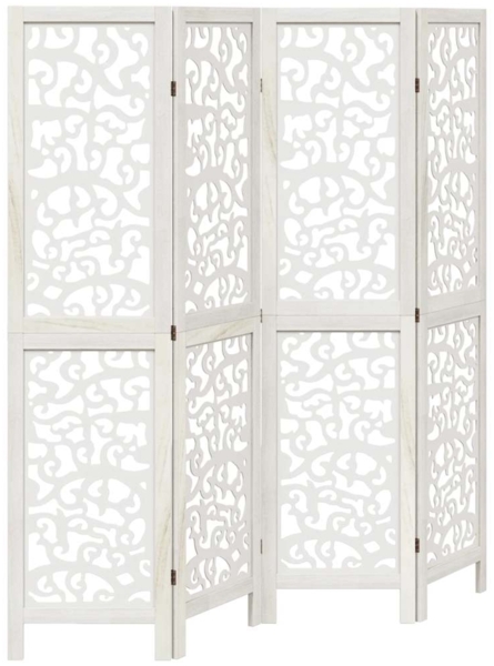 vidaXL 4-tlg. Raumteiler Weiß Massivholz Paulownia 358737