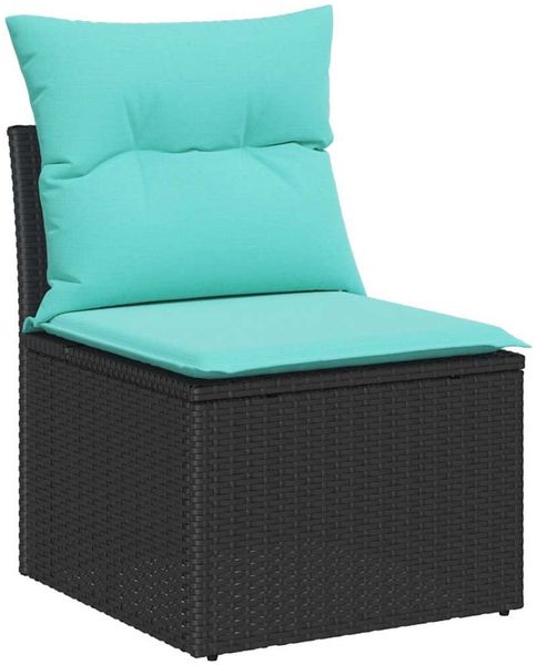 vidaXL Gartensofa-set 6 pcs Schwarz und Türkis Poly-Rattan 3356254 Bild 4