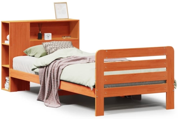 vidaXL Massivholzbett ohne Matratze Wachsbraun 75x190 cm Kiefernholz 3309910