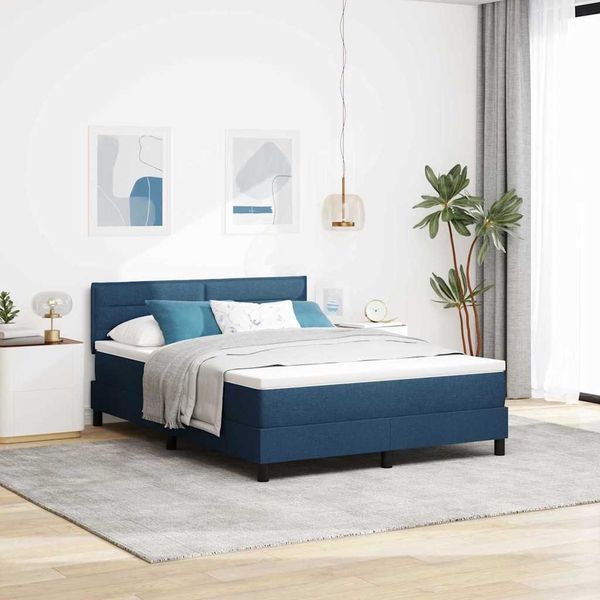 vidaXL Boxspringbett mit Matratze mit LED Blau 140 x 190 cm Stoff 3342134
