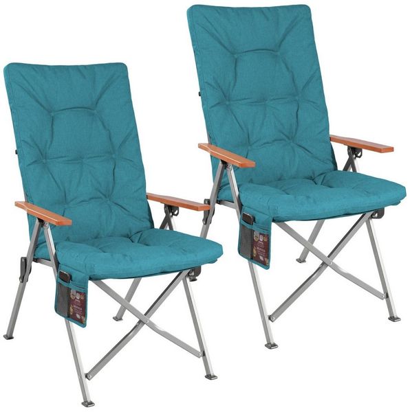 HOMECALL Campingstuhl Faltbar Hochlehner Luxus Klappstuhl mit 4,5cm Dicke Gepolstert (150kg Belastbar mit 4 Positionen Verstellbar Angelstuhl, 2 St), für Garten Balkon Wohnmobil