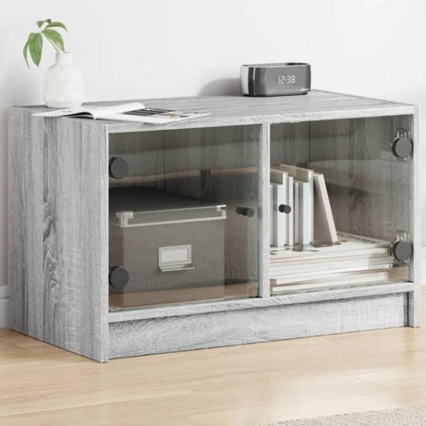 vidaXL TV-Schrank mit Glastüren Grau Sonoma 68x37x42 cm 836362