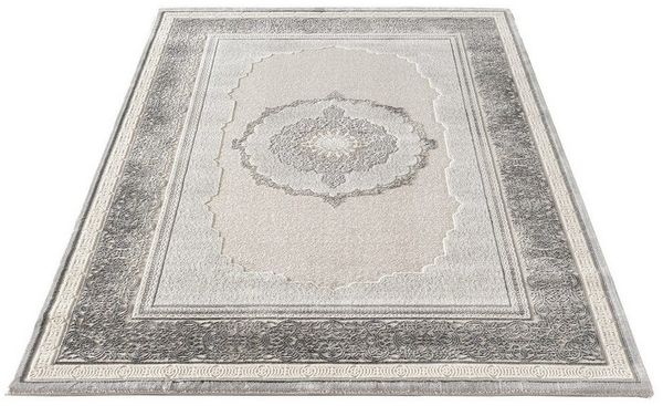 Carpetilla Designteppich Designer Teppich kurz Flor Wohnzimmer Klassisch Orient L.Grau, rechteckig, Höhe: 13 mm, Wohnzimmer