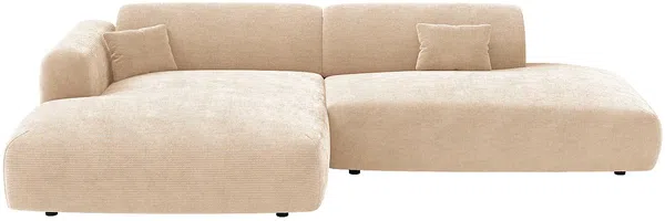 Vente-unique - POGNI Sofa SamtStoff Beige - B 160 cm x H 73 cm x L 300 cm