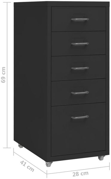 vidaXL Aktenschrank mit Rollen Schwarz 28 x 41 x 69 cm Metall [335914] Bild 8