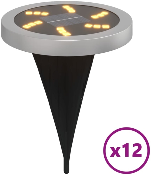 vidaXL Solar-Bodenleuchten mit Erdspieß 12 Stk. Warmweiß 4008199