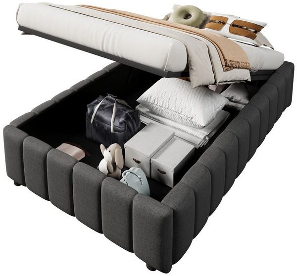 TavilaEcon Boxspringbett hydraulische Lagerung, ohne Kopfteil, verstellbar und platzsparend (Ohne Matratze), 90x200cm