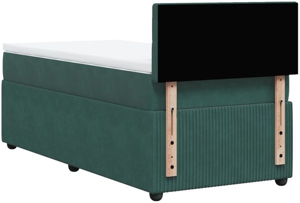 vidaXL Boxspringbett mit Matratze und LED-Beleuchtung, Samt dunkelgrün, 80x200 cm Bild 8