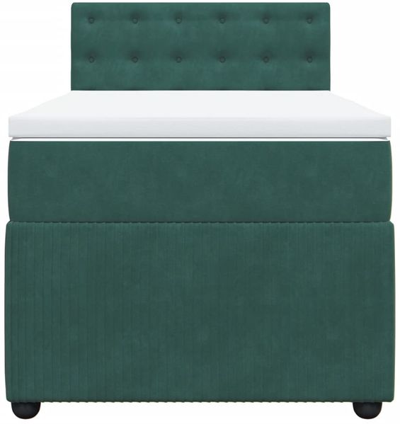 vidaXL Boxspringbett mit Matratze und LED-Beleuchtung, Samt dunkelgrün, 80x200 cm Bild 6